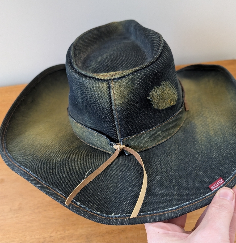 Bullhide Nonstop Cowboy Hat Denim Distressed Western Small - Picture 3 of 9